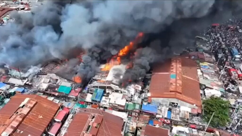 Drone view of charred residential area in Malabon City after the fire