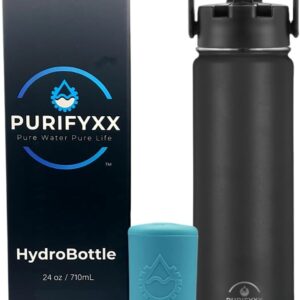 Insulated water filter bottle for safe drinking water