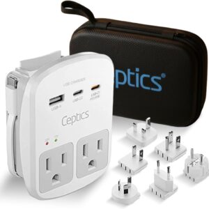Surge protector travel adapter with international plugs
