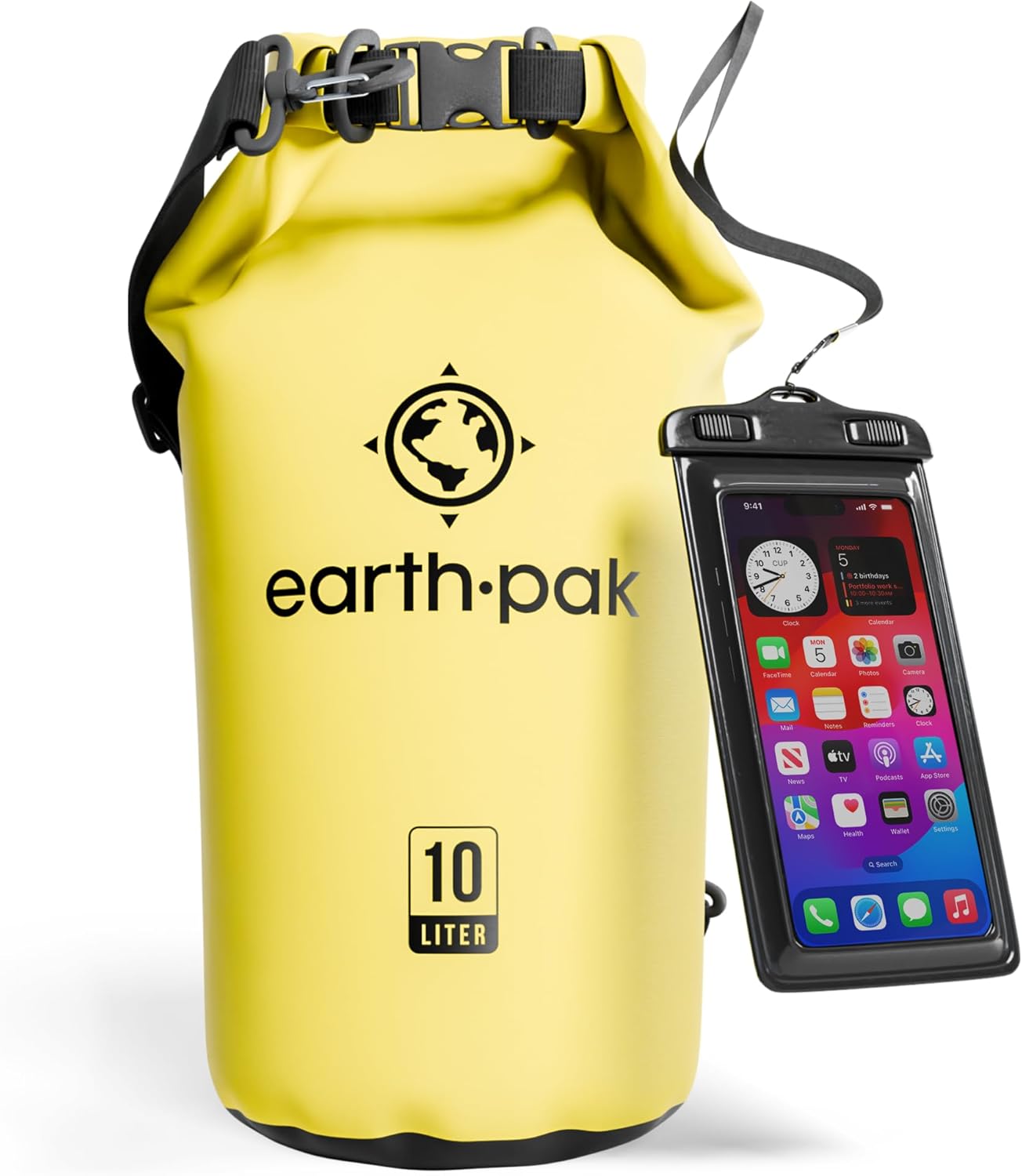Waterproof roll-top dry bag with phone case